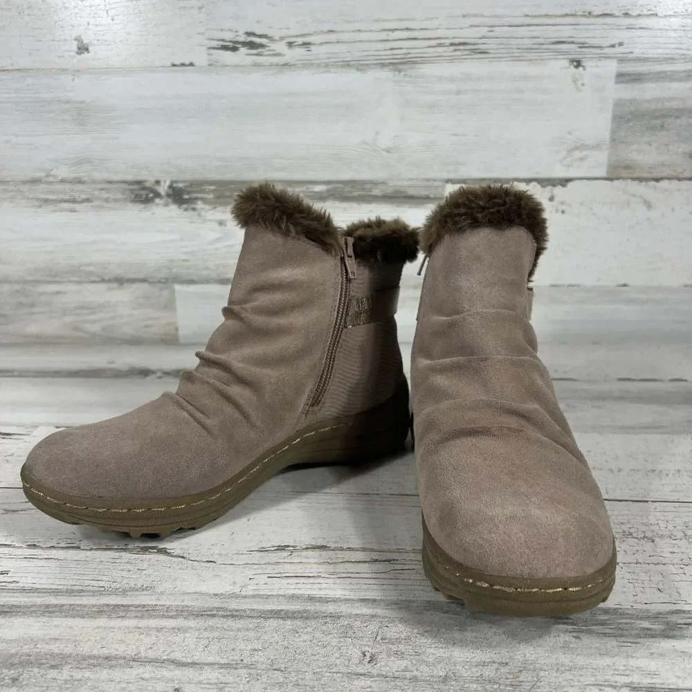 BareTraps Women's Avita Cold Weather Ankle Booties‎ Faux Fur Line Brown 6M